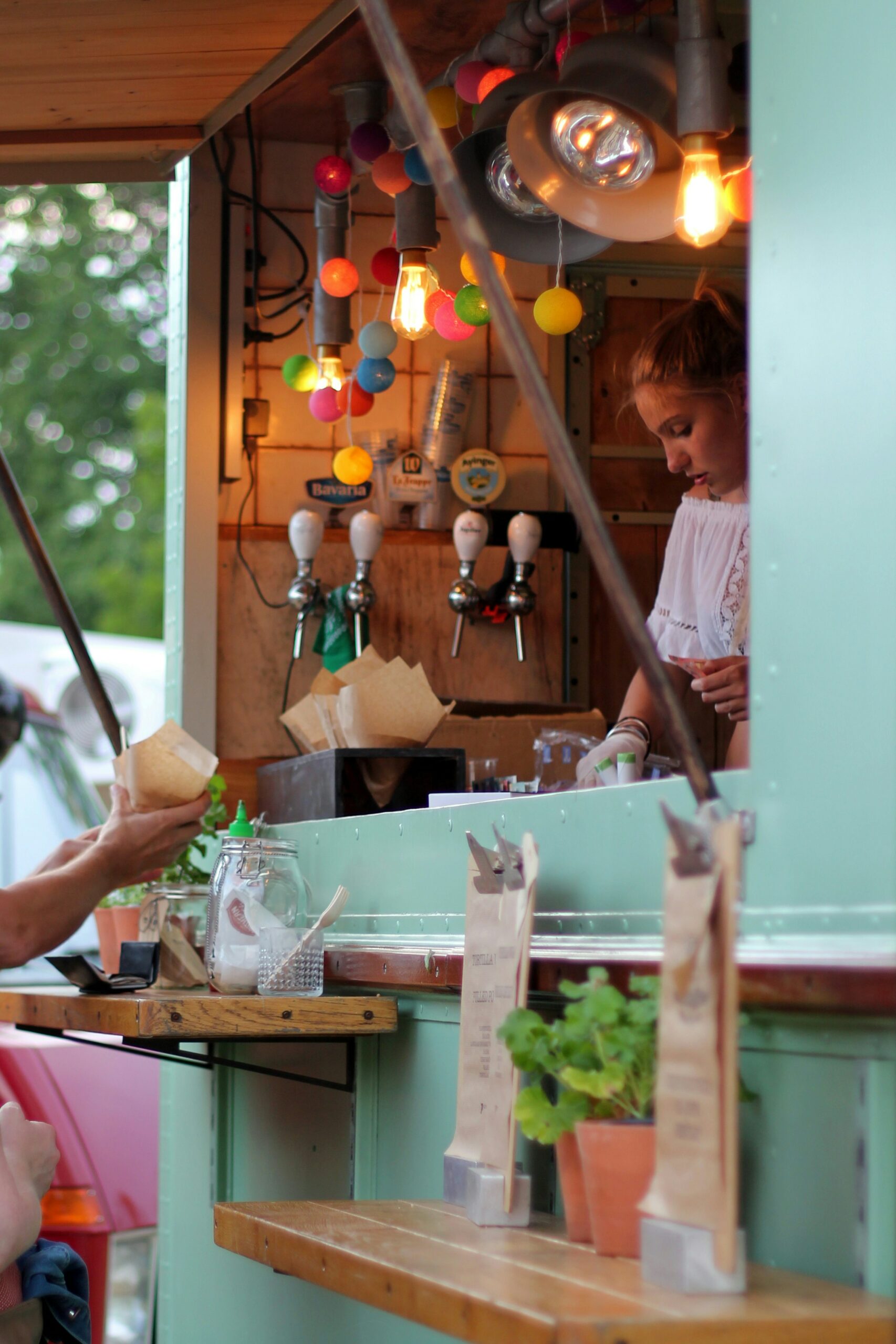 Food truck at a market in the UK.